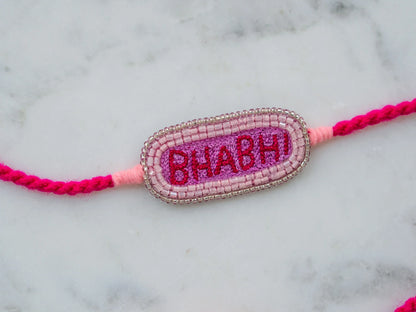 BHABHI Pink Beaded tassel LUMBA Rakhi