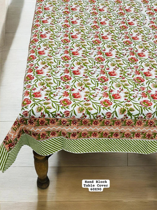 Hand Block Fluorescent Printed Premium Dinning Table Cover For 6 Seater