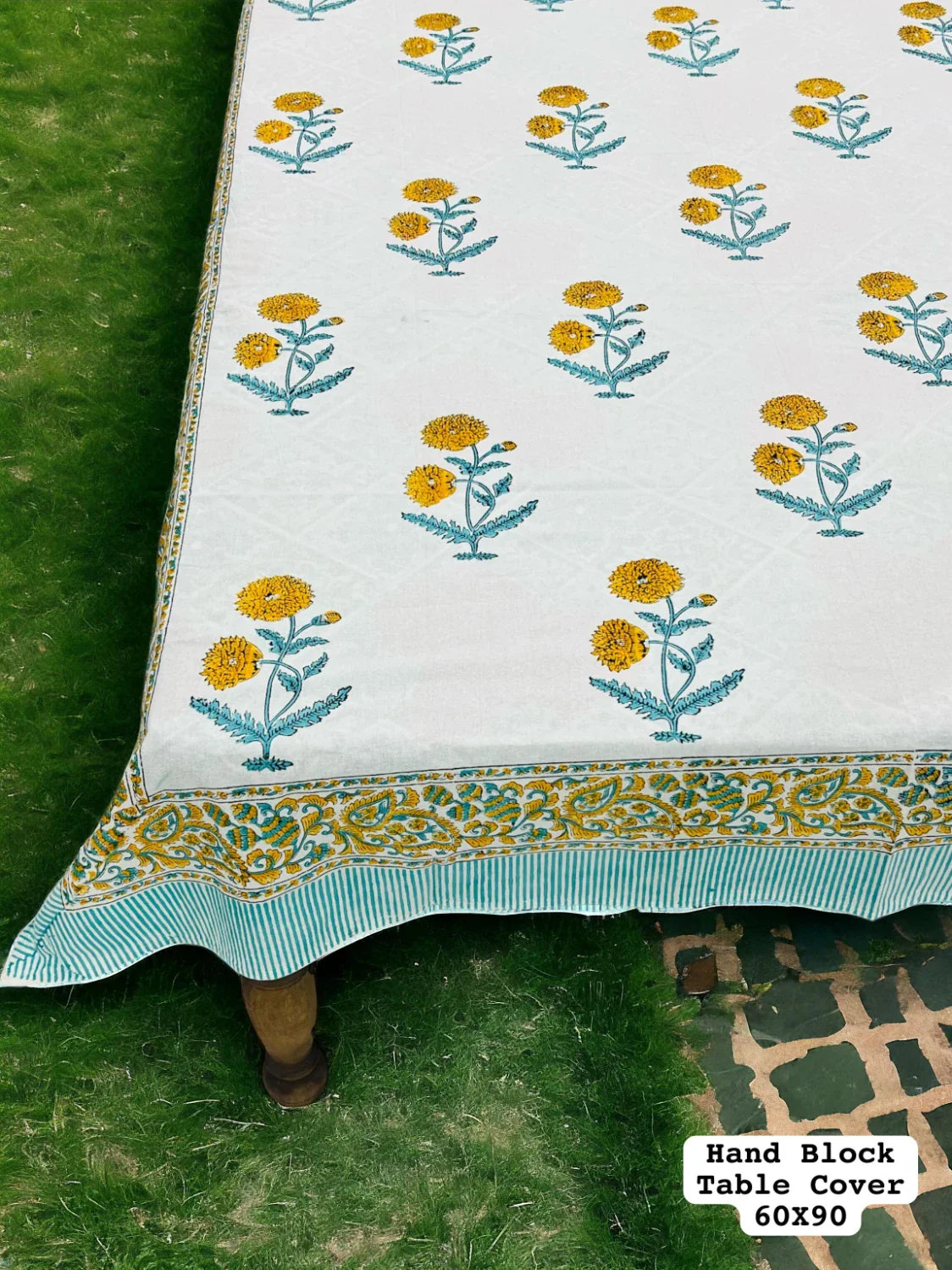 Beautiful Florista HandBlock Printed Premium Dinning Table Cover For 6 Seater