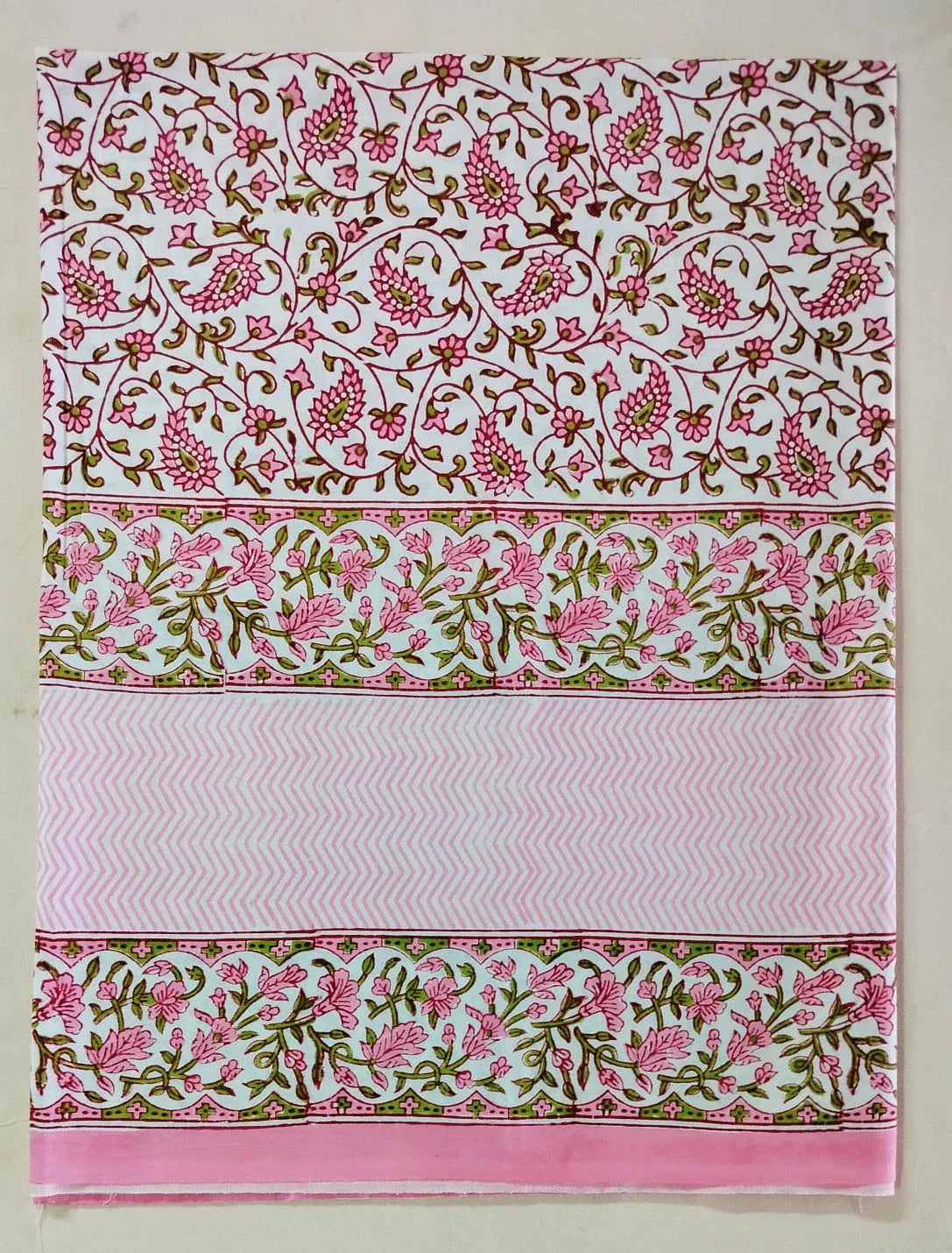 Jaal Printed Sanganeri authentic handblock Table Covers Set for 6 Seater in Baby Pink