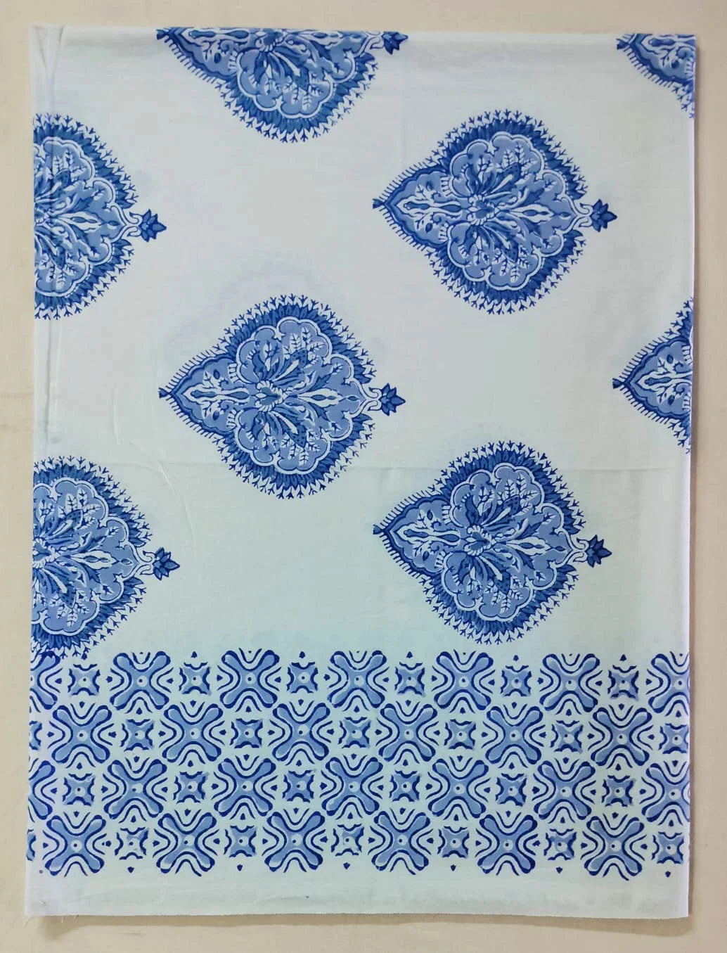 Floral Printed Sanganeri authentic handblock Table Covers Set for 6 Seater in Blue Colour