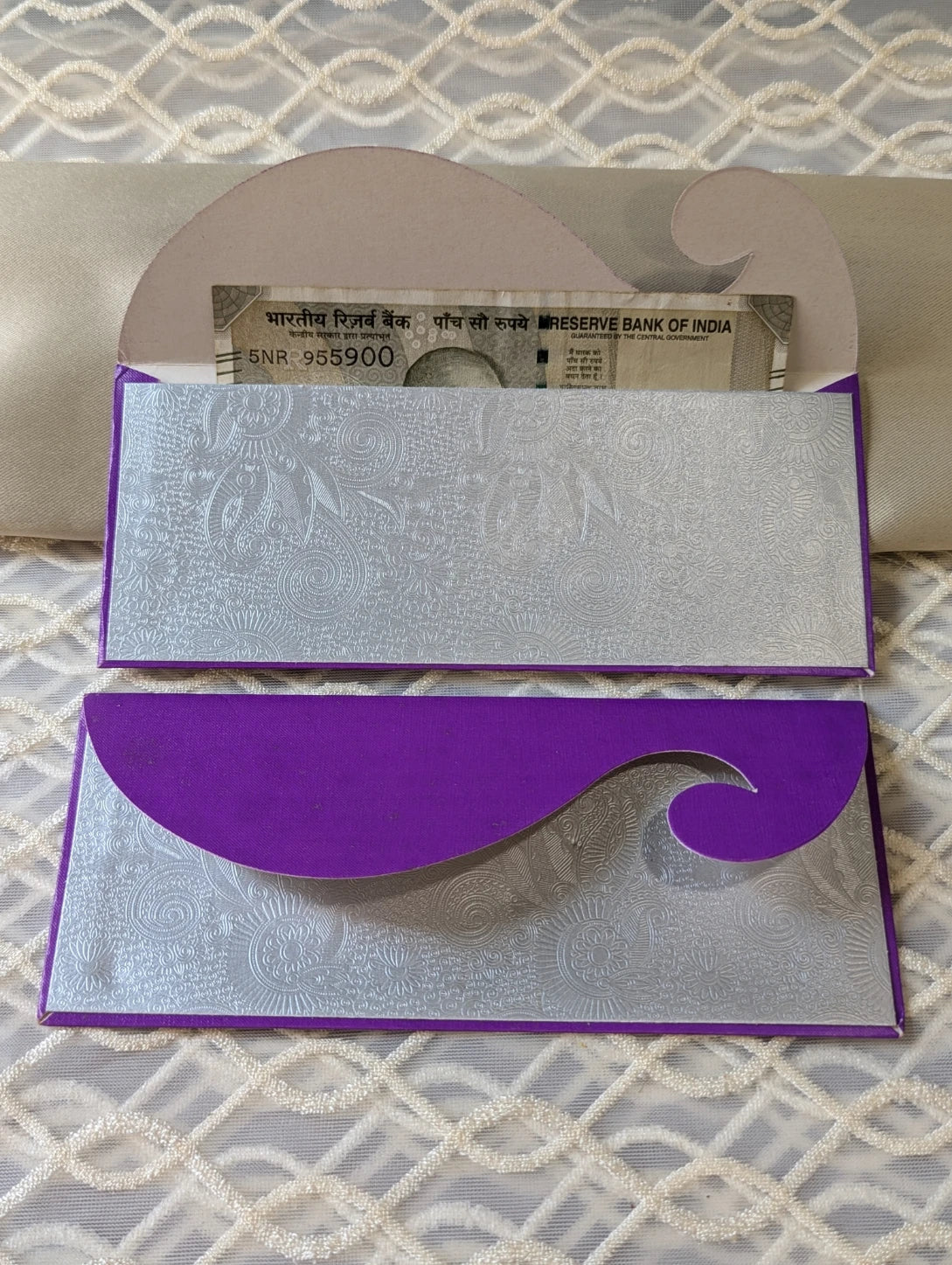 Silver & Purple Envelope Set of 25 Piece