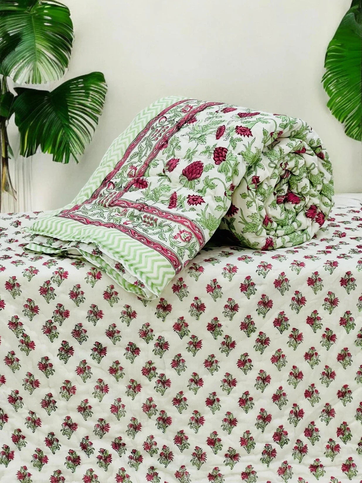 Reversible Single Bed Hand Quilt/Ac Comforter JH004