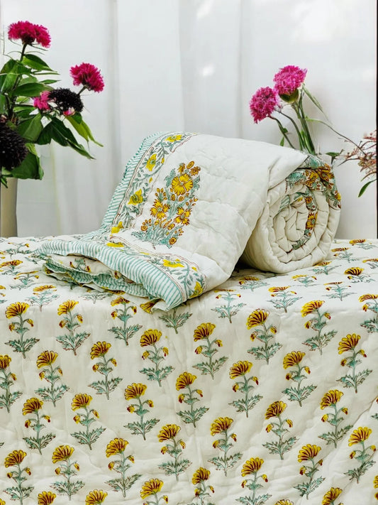 Reversible Single Bed Hand Quilt/Ac Comforter JH021