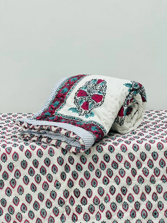 Reversible Single Bed Hand Quilt/Ac Comforter JH027