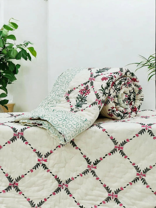 Reversible Single Bed Hand Quilt/Ac Comforter JH035