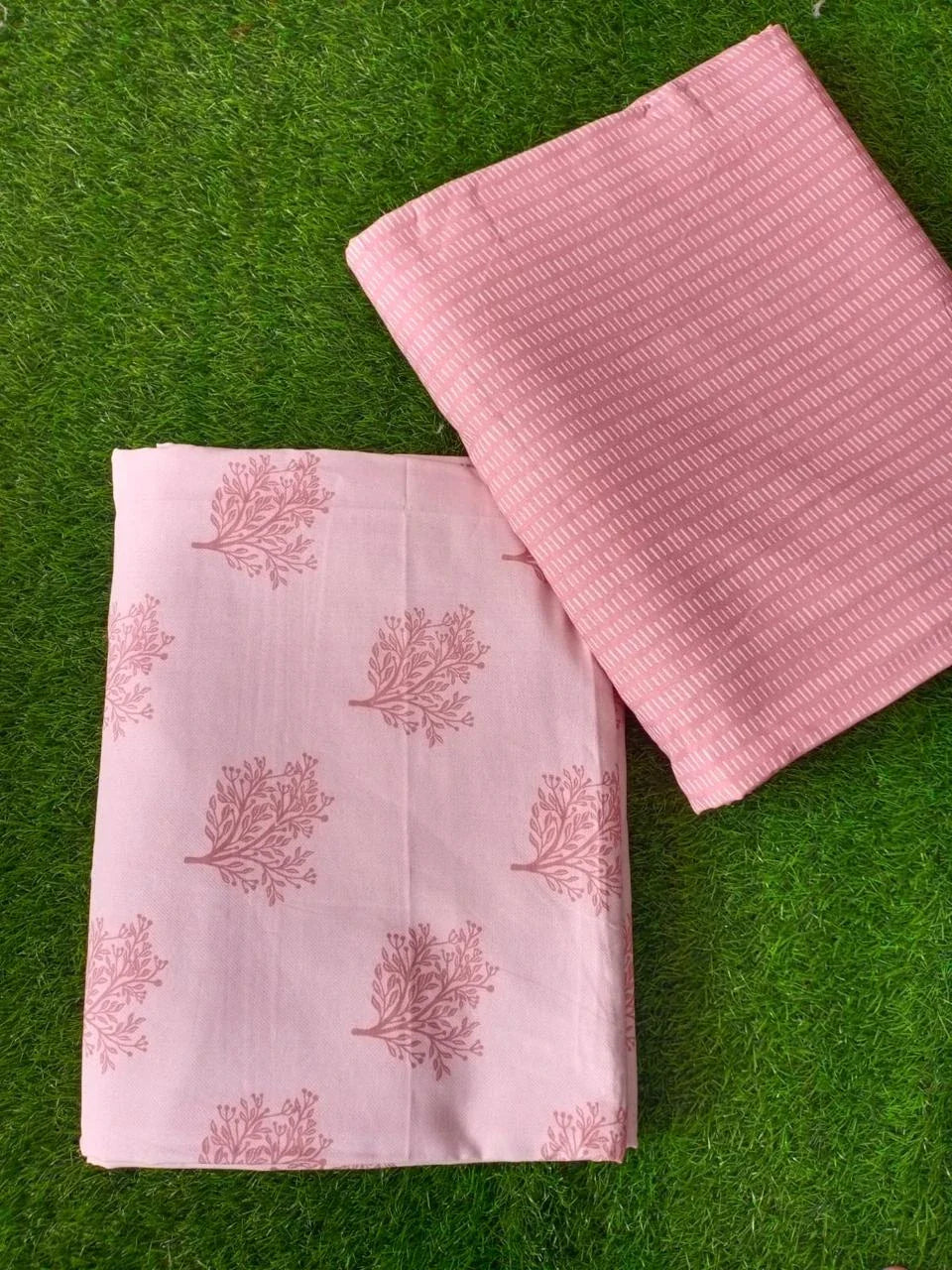 Peach Coral Leaf Print Cotton Cosmo Single Bed REVERSIBLE AC Dohars(Pack of 2)