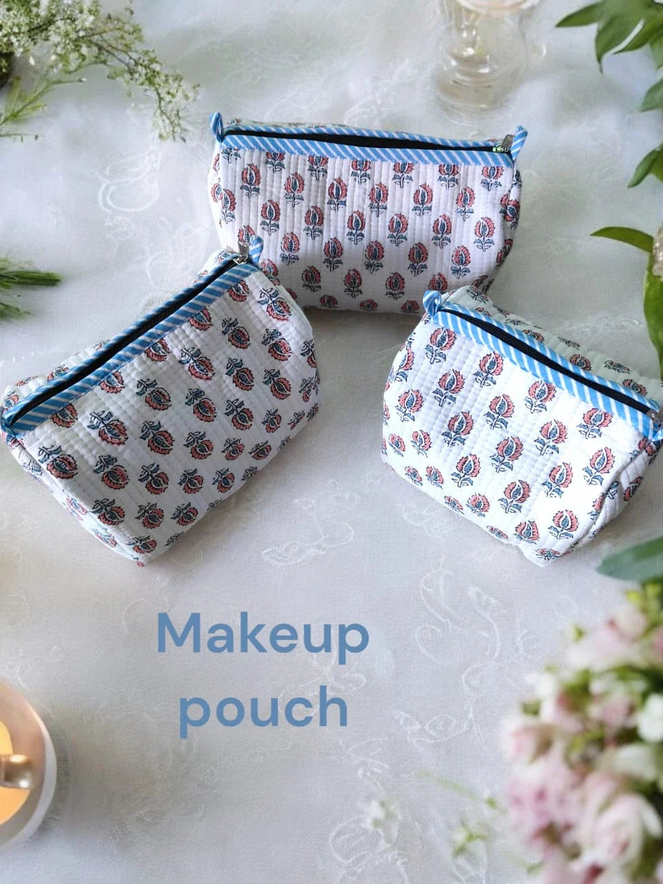 Quilted makeup pouches (Set of 3) MP008