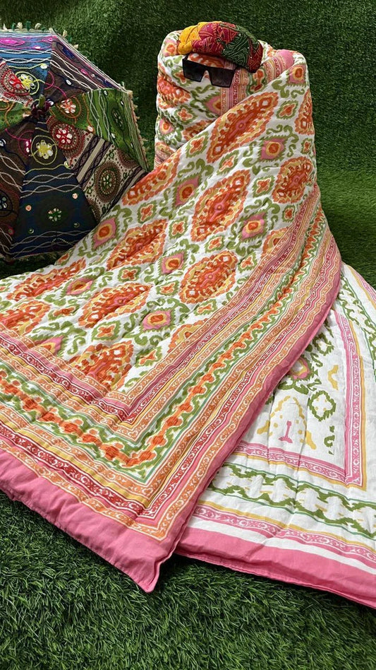 Orange & Pink Croma Razaai Double Bed Quilts/Cotton Comforter/ AC Comforters