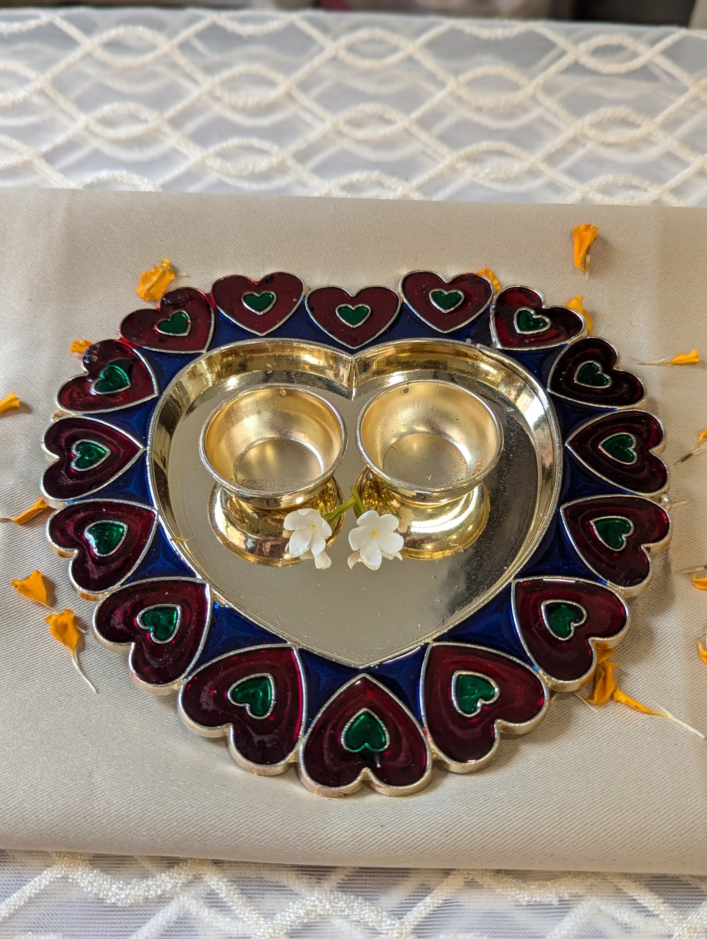 Roli Chawal Cum Rangoli in Heart Design