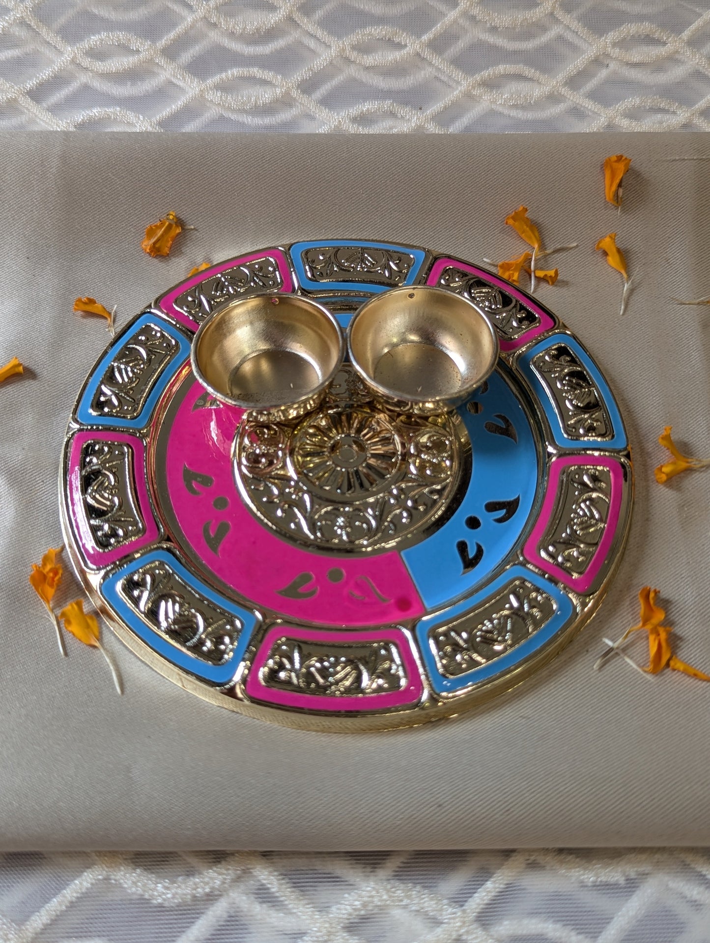 Pink & Blue Roli Chawal Cum Rangoli