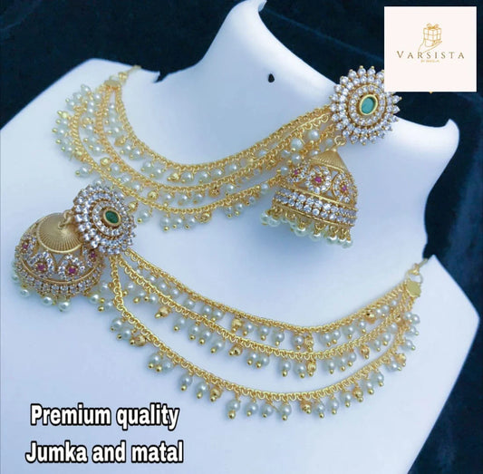 Gold & Diamond Jumka Set SER001