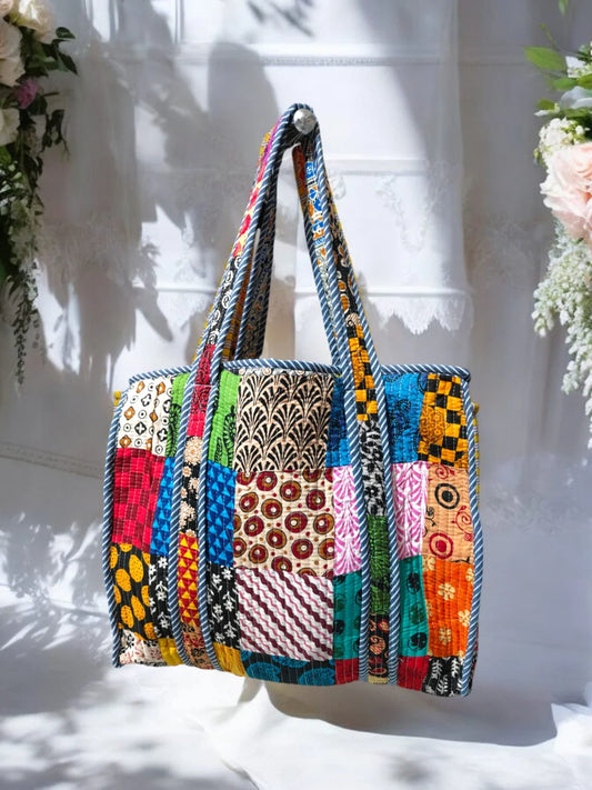 Colourful Handmade Quilted Tote Bag