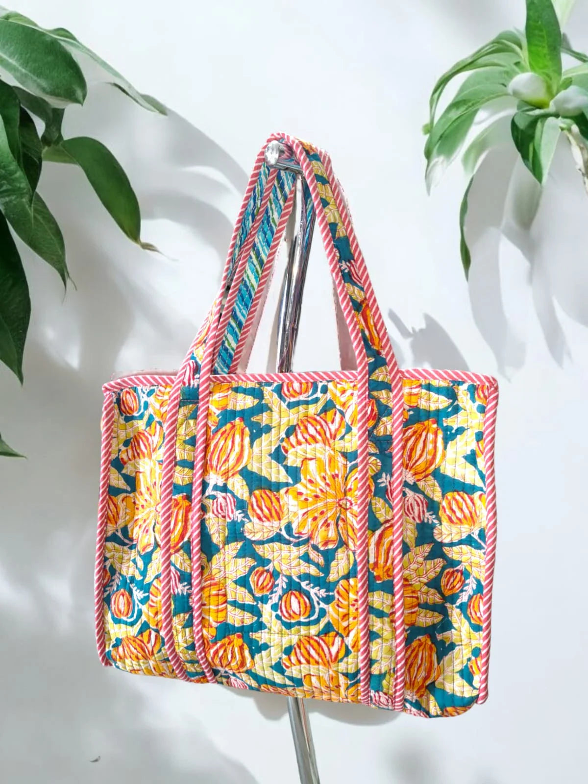 Colourful Floral Handmade Quilted Tote Bag