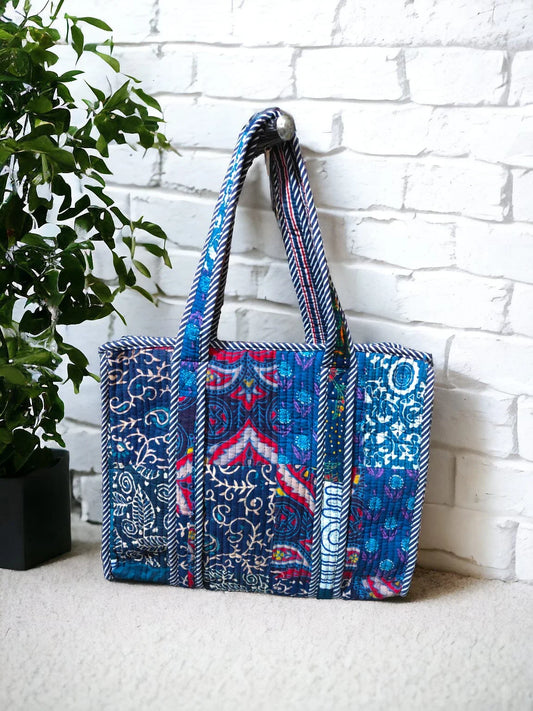 Handmade Ethnic Motif Print Quilted Tote Bag